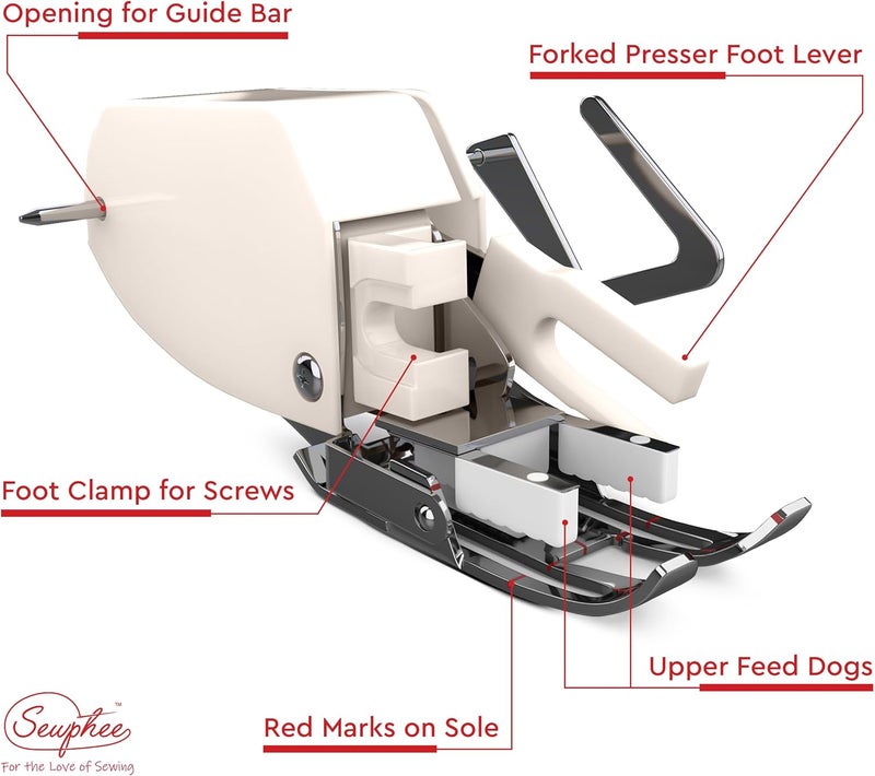 Sewphee Open Toe Walking Foot with Guide – Compatible with Brother Sewing Machine, 7mm Low Shank Attachment, Bonus 1/4 Inch Quilting Foot - Image 3